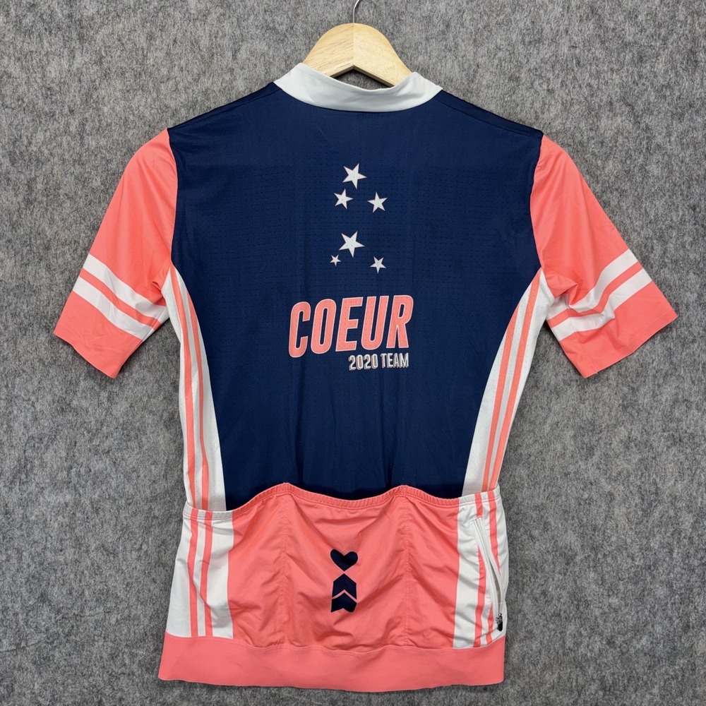 COEUR Triathlon Short Sleeve Top Womens XS Pink Blue Run Cycle Swim Pockets Zip - Picture 5 of 6